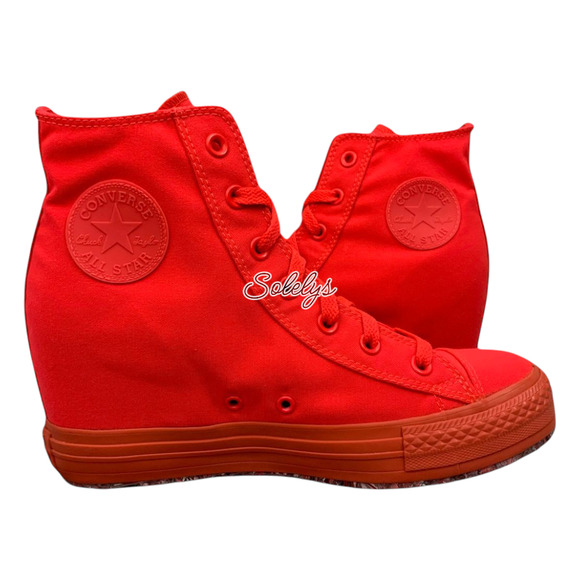 Converse 2013 CTAS Platform Plus Hidden Wedge Bold Pink Red Canvas Sneaker 10 - Picture 10 of 10